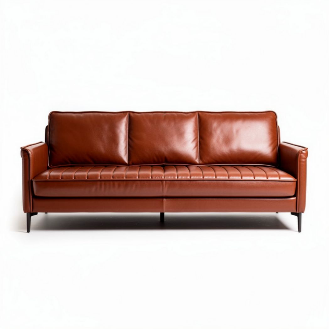 Sofa skórzana w stylu vintage do salonu z poliuretanem - 200 x 90 x 85cm
