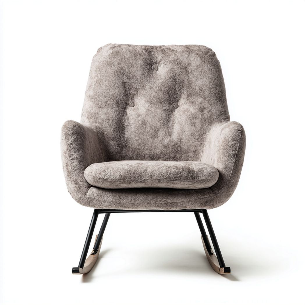 Fotel bujany z tkaniny w salonie, stelaż metalowy - 80 x 75 x 100cm