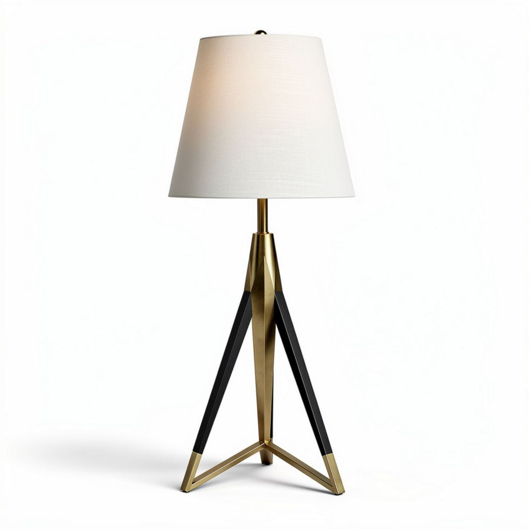 Lampa stołowa z innego materiału, idealna do użytku w salonie, z metalowym stojakiem i tekstylnym kloszem - 30 x 30 x 60cm